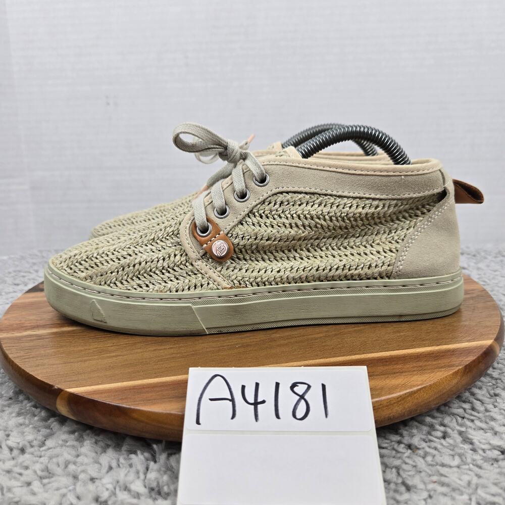 Satorisan Womens 8.5 Hamoru Woven Raffia Ivory Mid Top Casual Lace Up Sneaker